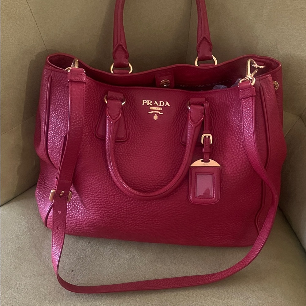 Prada Fuchsia Leather Shoulder Bag